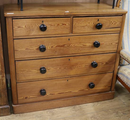 A Victorian pitch pine chest of drawers W.109cm